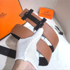 Hermès H au Carre Belt Buckle & Reversible Leather Strap 32 mm - PVD Matte Black Hardware