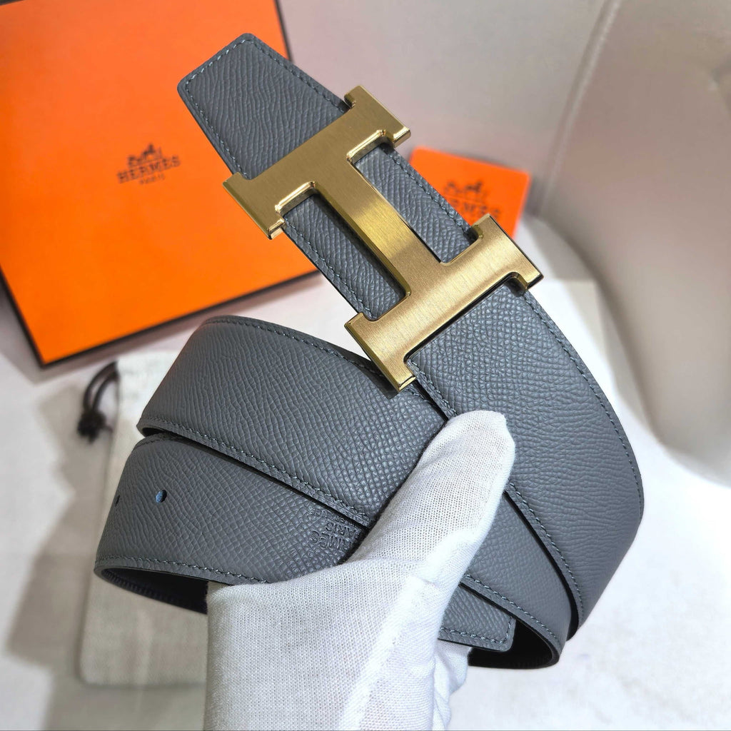 Hermès H au Carre Belt Buckle & Reversible Leather Strap 32 mm - Etain Grey & Black