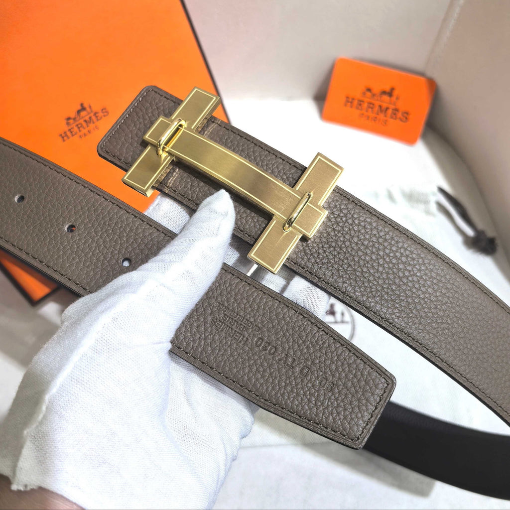 Hermès H au Carré Belt Buckle & Reversible Leather Strap 32 mm - Étoile & Black