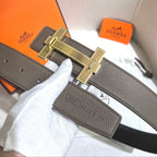 Hermès H au Carré Belt Buckle & Reversible Leather Strap 32 mm - Étoile & Black