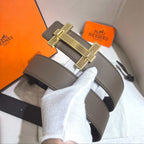 Hermès H au Carré Belt Buckle & Reversible Leather Strap 32 mm - Étoile & Black