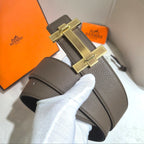 Hermès H au Carré Belt Buckle & Reversible Leather Strap 32 mm - Étoile & Black