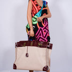 Hermes HAC Birkin 55 Toile & Rouge H Box with Gold Hardware - 1981, K Circle