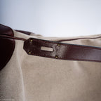 Hermes HAC Birkin 55 Toile & Rouge H Box with Gold Hardware - 1981, K Circle