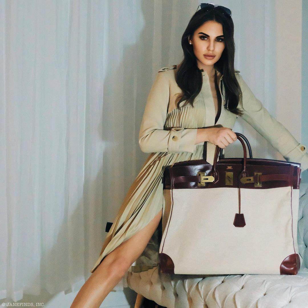 Hermes HAC Birkin 55 Toile & Rouge H Box with Gold Hardware - 1981, K Circle