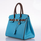 Hermes HSS Birkin 30 Blue Aztec & Havane Chevre with Palladium Hardware - 2011, O Square