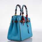Hermes HSS Birkin 30 Blue Aztec & Havane Chevre with Palladium Hardware - 2011, O Square