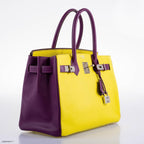 Hermes HSS Birkin 30 Lime & Anemone Chevre leather Gold Hardware - 2014, R Square