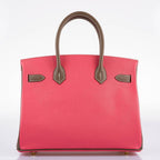 Hermes HSS Birkin 30 Rose Azalee & Etoupe Epsom with Permabrass Hardware - 2017, A