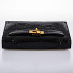 Hermes JPG Kelly Pochette Black Alligator with Gold Hardware - 2019, D