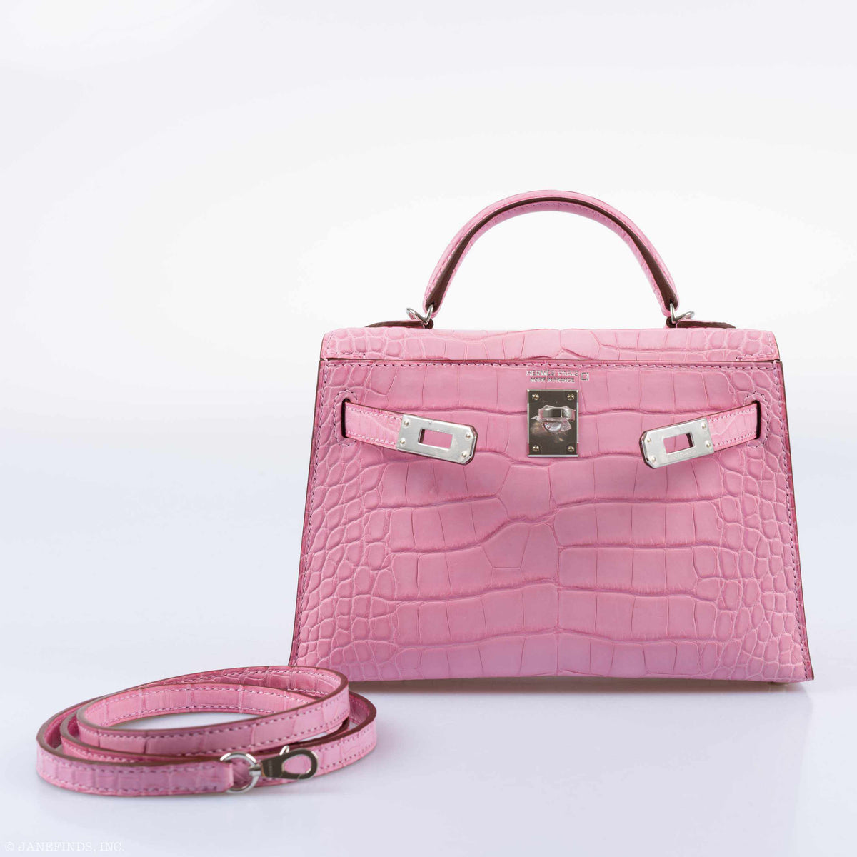 Hermes Kelly 20 Mini II Sellier 5P Bubblegum Matte Pink Alligator Palladium Hardware - 2020, Y