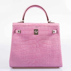 Hermes Kelly 25 Retourne 5P Bubblegum Pink Matte Alligator Palladium Hardware - 2020, Y