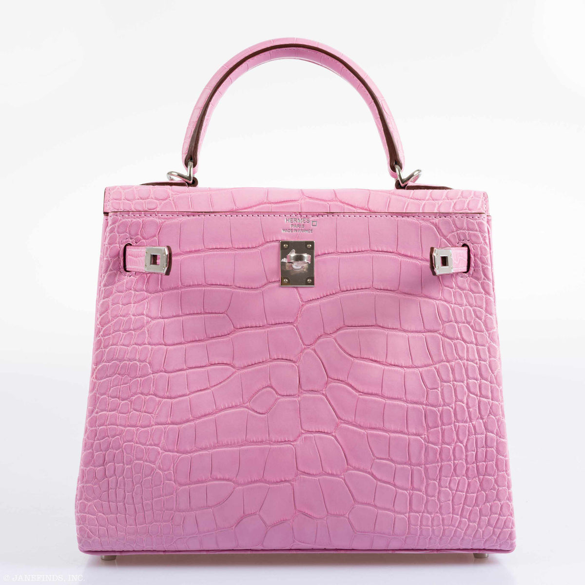 Hermes Kelly 25 Retourne 5P Bubblegum Pink Matte Alligator Palladium Hardware - 2020, Y