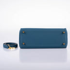 Hermes Kelly 25 Retourne Blue Colvert Togo Gold Hardware - 2016, X