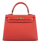 Hermes Kelly 25 Sellier Rose Jaipur Epsom Gold Hardware - 2017, A
