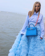 Hermes Kelly 28 Retourne Blue Hydra Evercolor leather Palladium Hardware - 2016, X