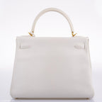 Hermes Kelly 28 Retourne White Epsom with Gold Hardware - 2010, N Square