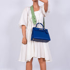 Hermes Kelly 28 Sellier Blue Electric Tadelakt leather Palladium Hardware - 2020, Y