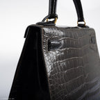Hermes Kelly 28 Sellier Miel, Graphite & Black Alligator with Gold Hardware - 1995, Y Circle