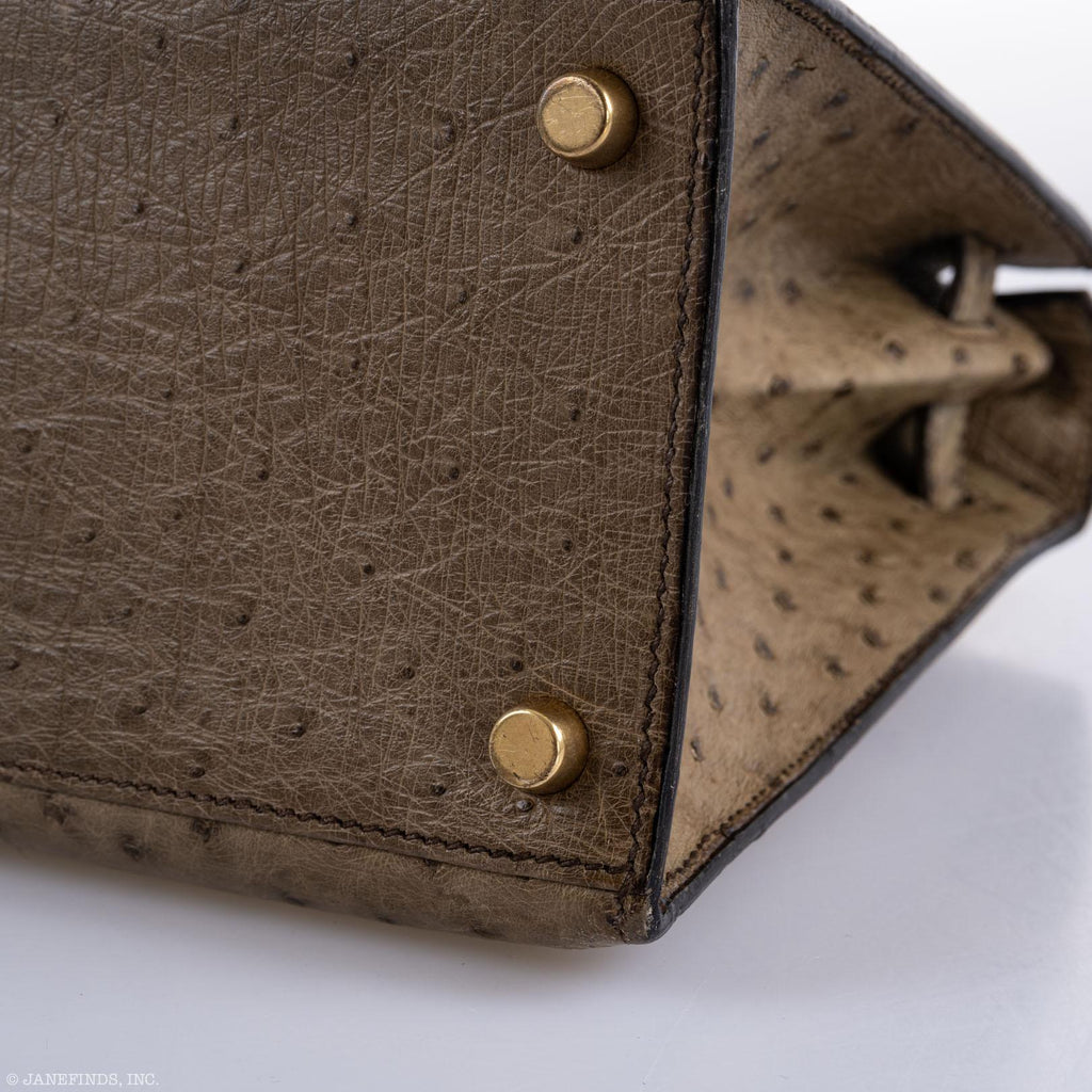 Hermes Kelly 28 Sellier Mousse Ostrich Gold Hardware - Circle W