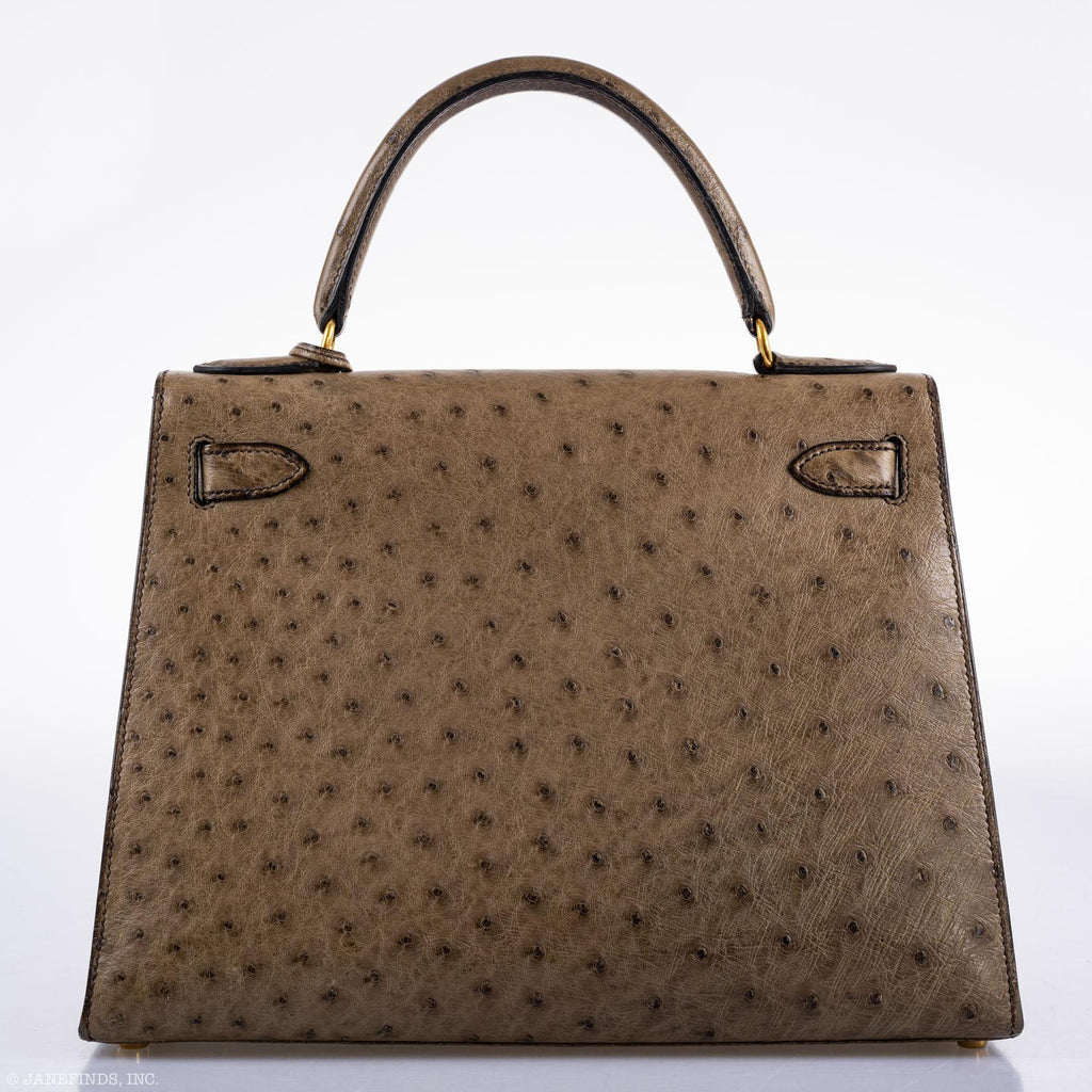 Hermes Kelly 28 Sellier Mousse Ostrich Gold Hardware - Circle W