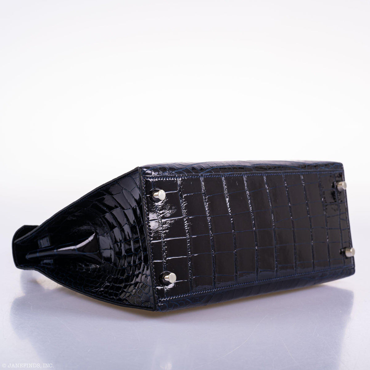 Hermes Kelly 28 Sellier Verso Blue Marine Nilo Crocodile & Rose Scheherazade Palladium Hardware - 2019, D