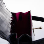 Hermes Kelly 28 Sellier Verso Blue Marine Nilo Crocodile & Rose Scheherazade Palladium Hardware - 2019, D