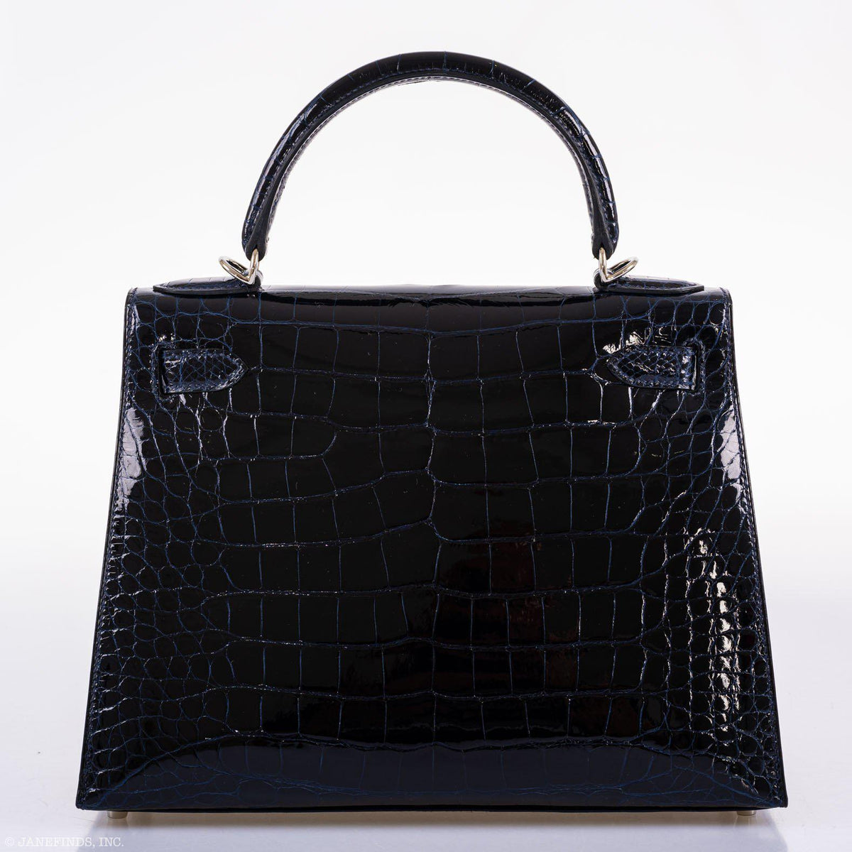 Hermes Kelly 28 Sellier Verso Blue Marine Nilo Crocodile & Rose Scheherazade Palladium Hardware - 2019, D