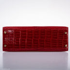 Hermes Kelly 32 Sellier Braise Porosus Crocodile Gold Hardware - 2020, Y
