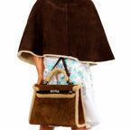 Hermes Kelly 35 Retourne Teddy Shearling & Ebene Barenia Palladium Hardware