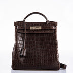 Hermes Kelly Ado 27 Matte Havane Nilo Crocodile with Palladium Hardware - 2001, E Square
