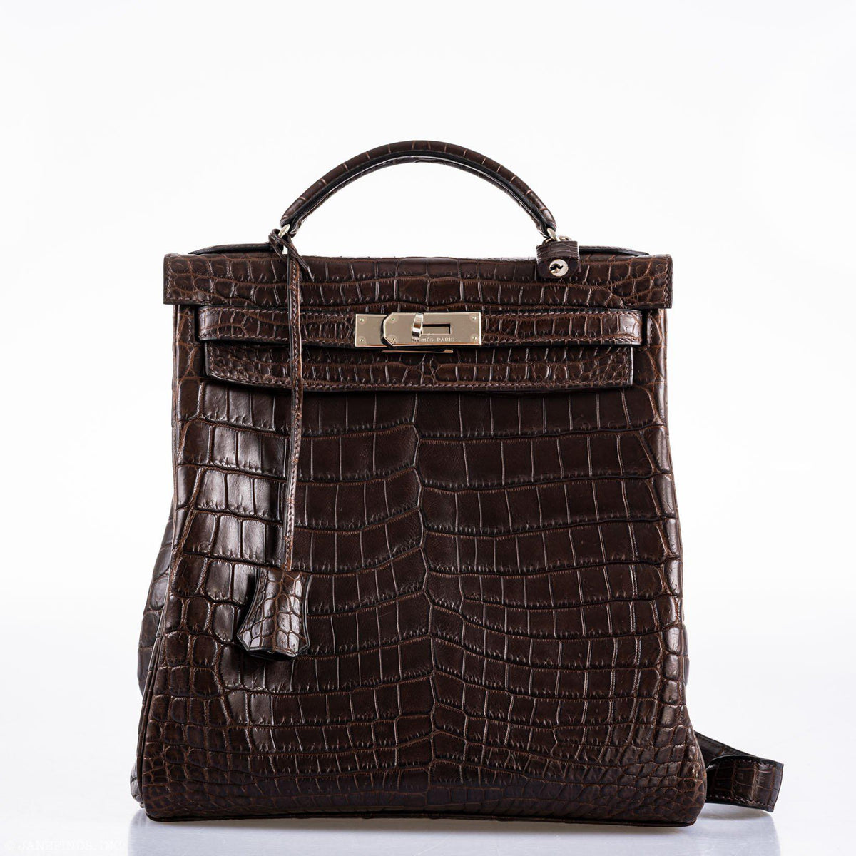 Hermes Kelly Ado 27 Matte Havane Nilo Crocodile with Palladium Hardware - 2001, E Square