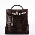 Hermes Kelly Ado 27 Matte Havane Nilo Crocodile with Palladium Hardware - 2001, E Square