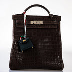 Hermes Kelly Ado 27 Matte Havane Nilo Crocodile with Palladium Hardware - 2001, E Square
