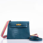 Hermes Kelly Danse Blue Colvert Matte Alligator with Gold Hardware - 2019, D