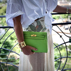 Hermes Kelly Danse II Vert Cru Swift with Gold Hardware - 2004, H Square