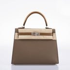 Hermes Limited Edition Sellier Kelly 25 Etoupe, Alezan & Biscuit Epsom with Palladium Hardware - Z, 2021