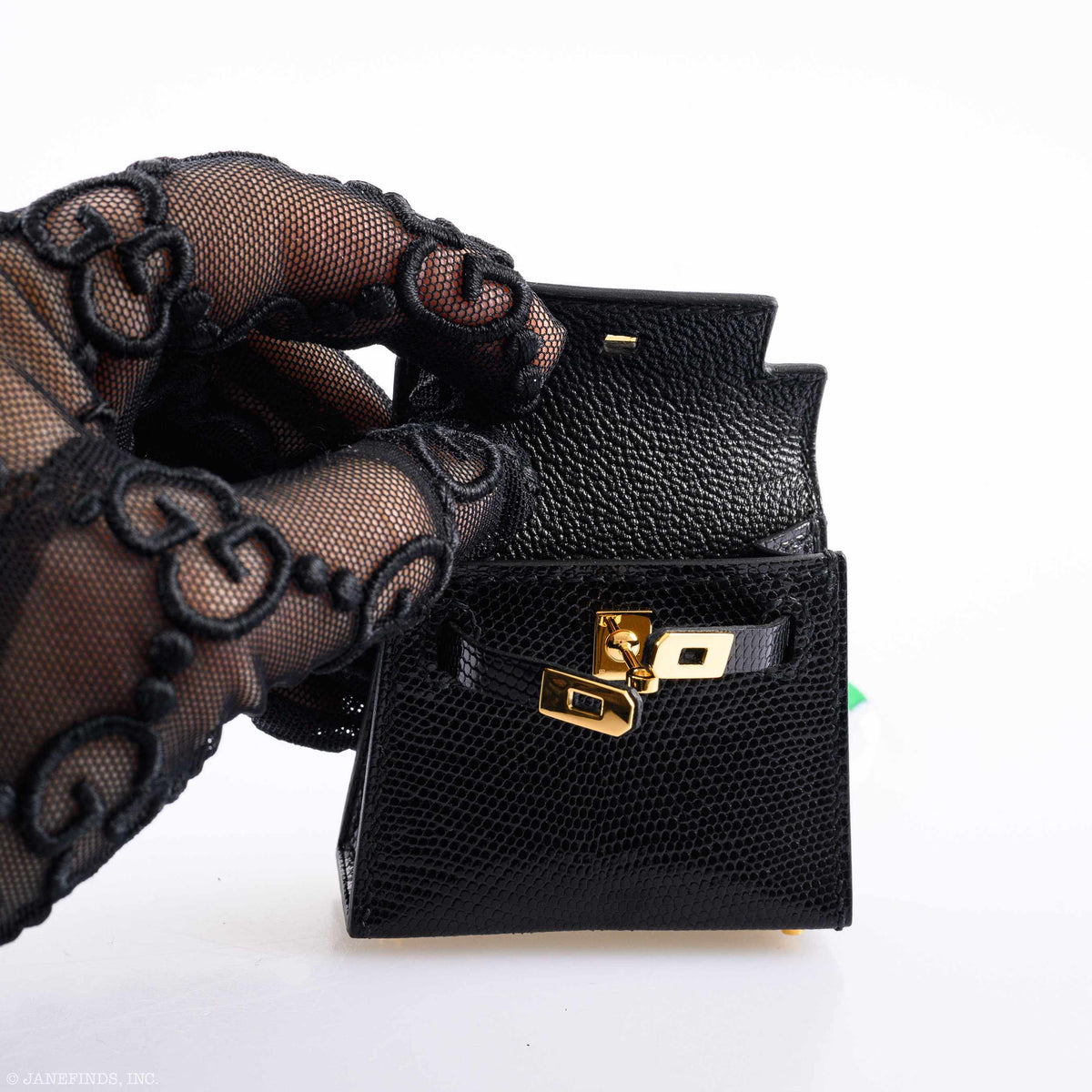 Hermes Micro Kelly Charm Black Lizard Gold Hardware - 2019, D