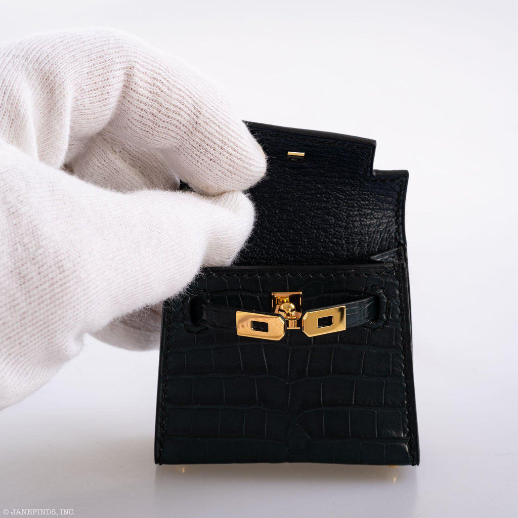 Hermes Micro Kelly Twilly Charm Vert Cyprès Matte Croc Gold Hardware - 2020, Y