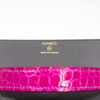 Hermes Minaudière 18 petit h Graphite, Fuchsia, Poussiere Porosus Crocodile & Calf Gold Hardware - 2019