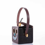 Hermes Minaudière Robot petit h Bag Blue Electric & Black Porosus Crocodile Golden Brass Hardware * Very Special