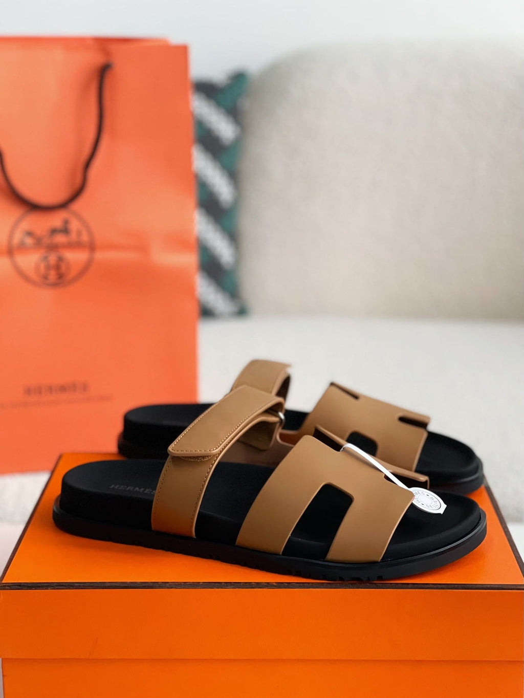 Hermès Naturel Tan Women's Chypre Sandals