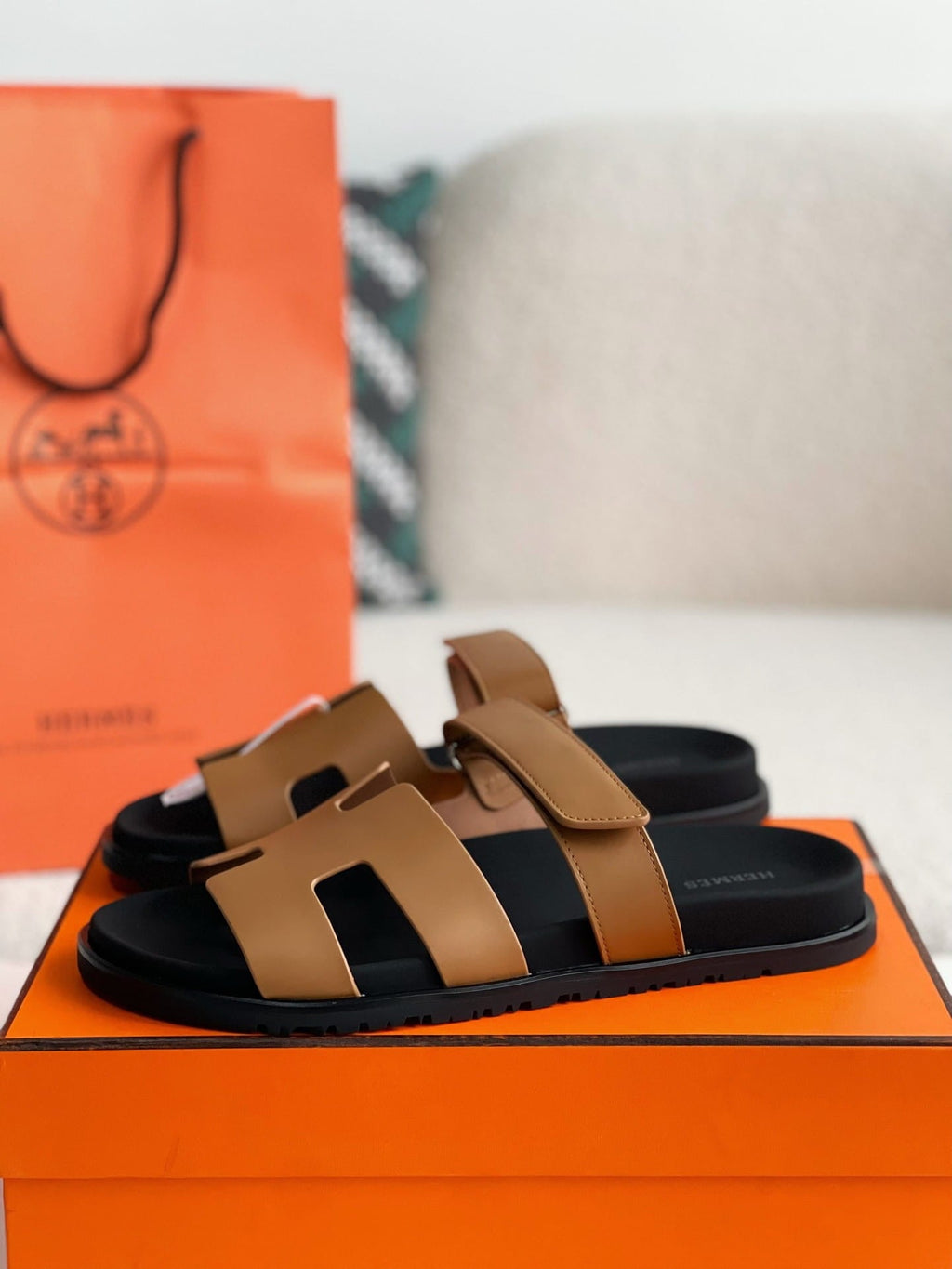 Hermès Naturel Tan Women's Chypre Sandals