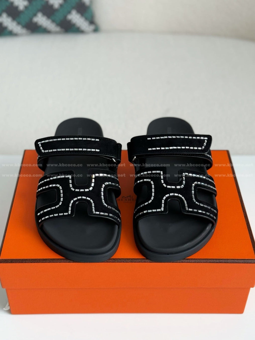 Hermès Noir Black Chypre Sandals