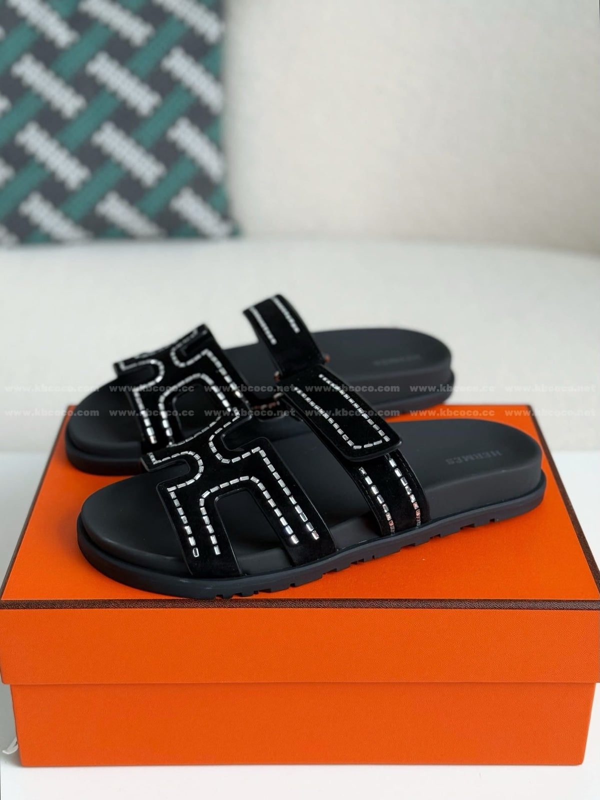 Hermès Noir Black Chypre Sandals