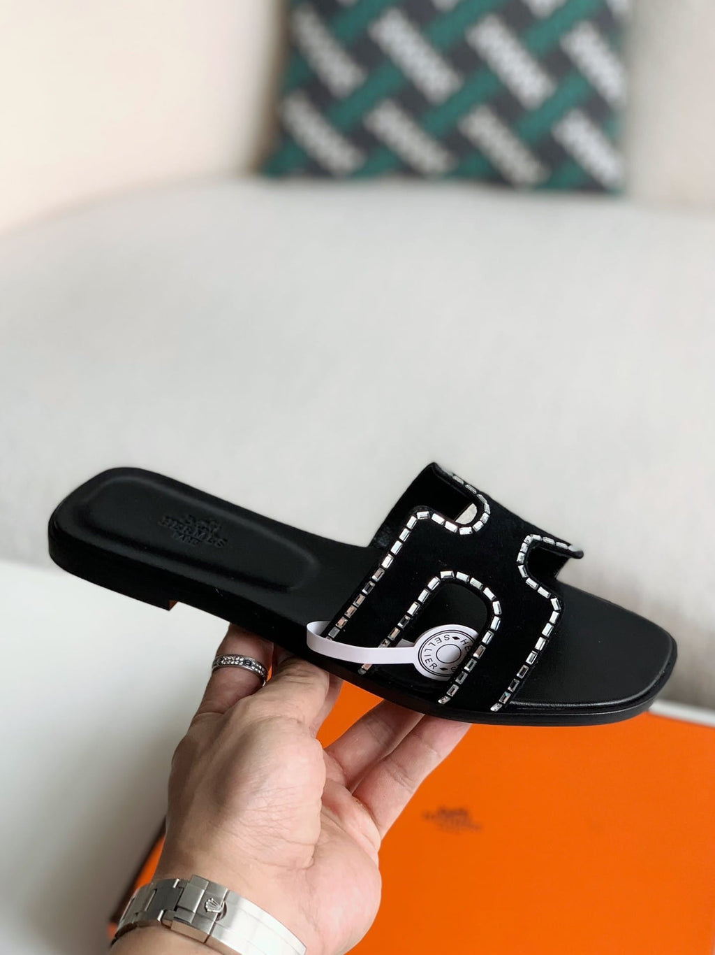 Hermès Noir Black Oran Women's Sandals