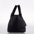 Hermes Picotin Lock Touch 18 PM Black Taurillon Clemence & Matte Alligator Gold Hardware