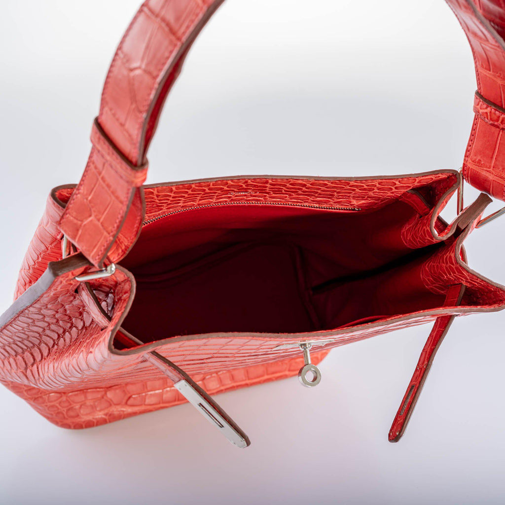 Hermes So Kelly 22 Bougenville Matte Porosus Crocodile Gold Hardware - 2011, O Square