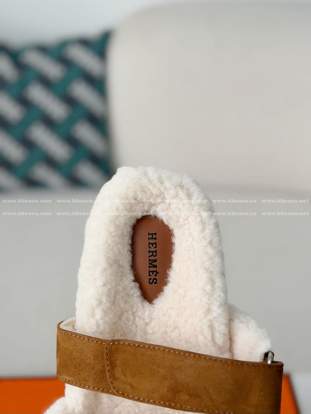 Hermès Suede Goatskin Woolskin Women's Chypre Sandals