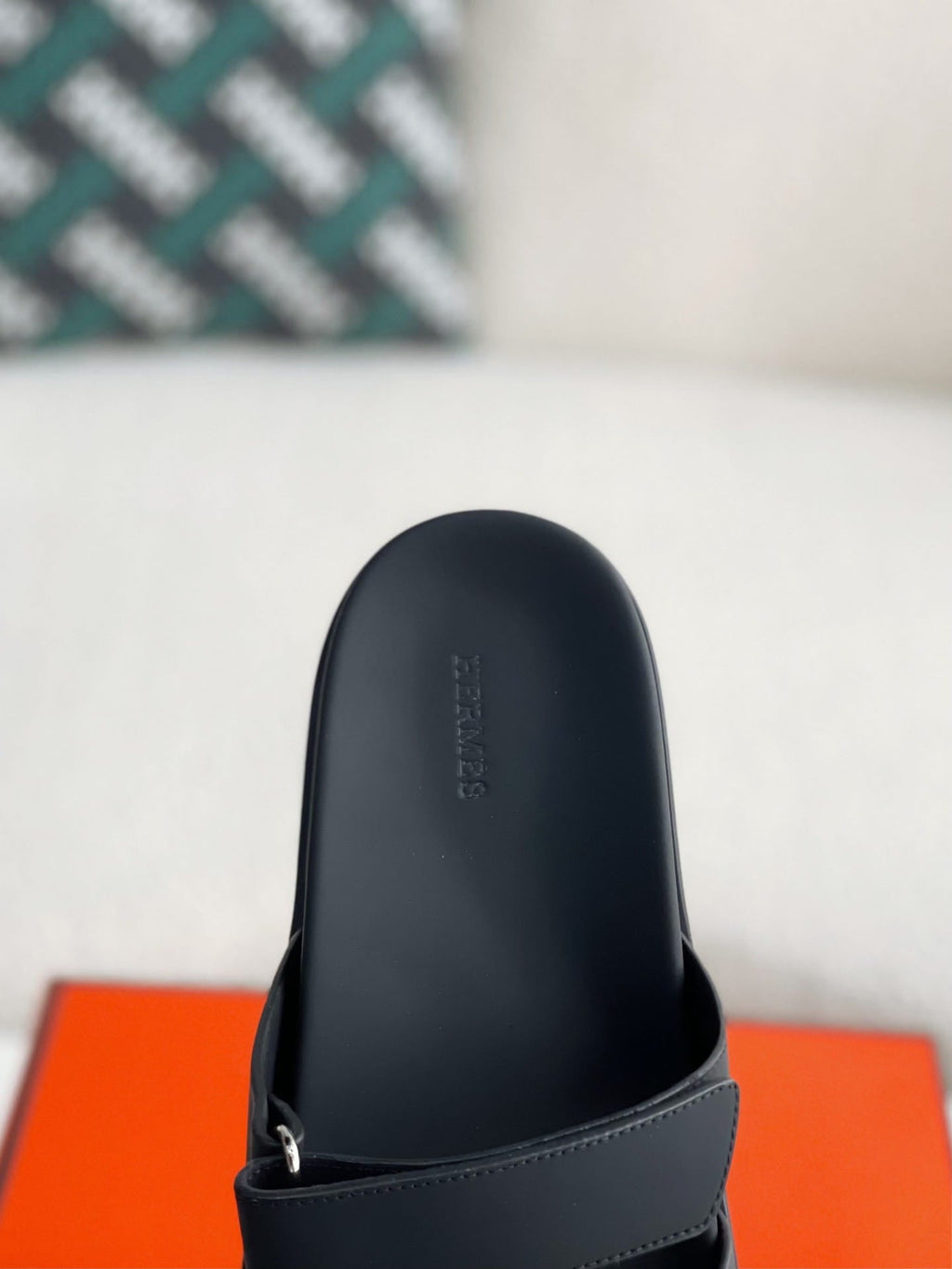 Hermès Techno Black Calfskin Chypre Sandals
